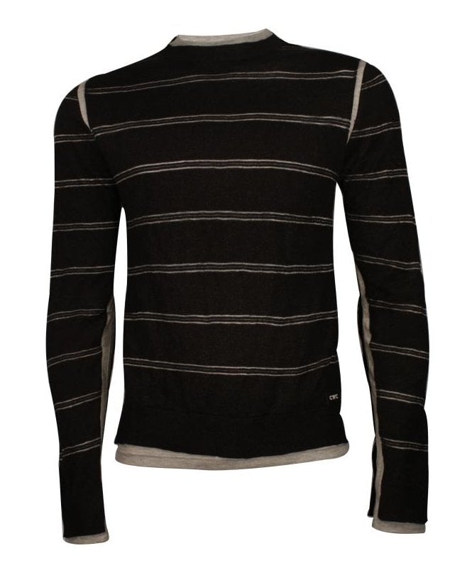 Costume National C.n.c Top Knit Pannel Jersey With Stripe