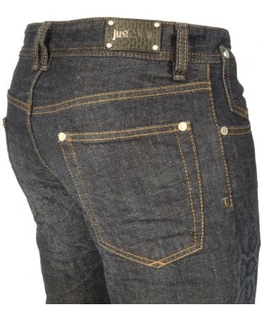 Cavalli Jeans Dark Wash With Print Front