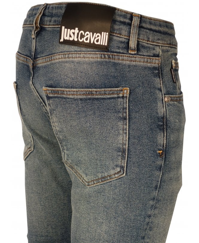 Cavalli Jeans Rip Leg Detail Front Slim
