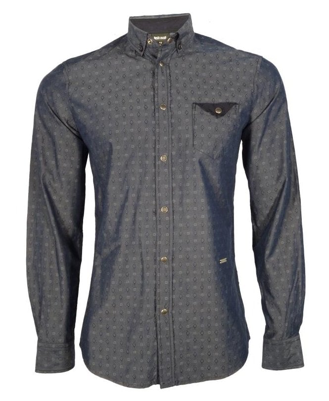 Cavalli Shirt Jaqurd With Stud Fastening