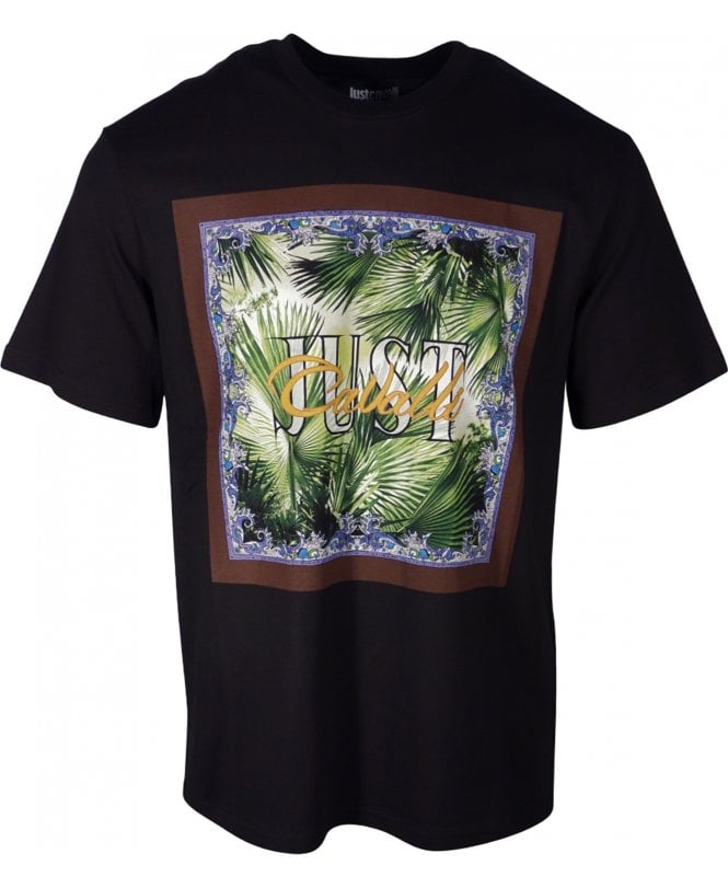 Cavalli T-shirt Floral Logo Box Print