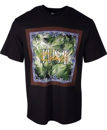 Cavalli T-shirt Floral Logo Box Print