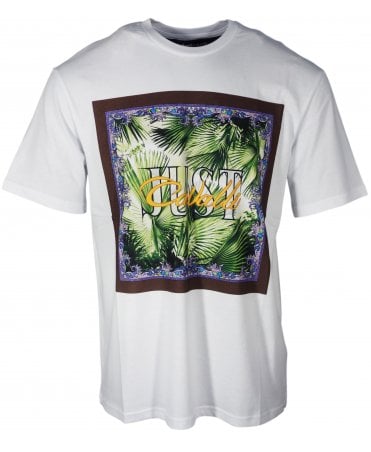 Cavalli T-shirt Floral Logo Box Print