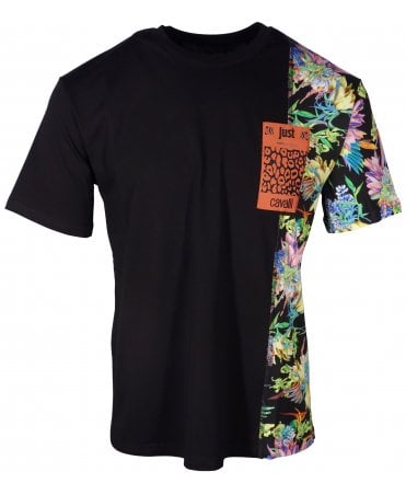 Cavalli T-shirt Floral Panel Patch Logo