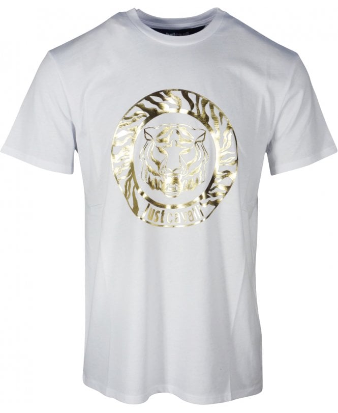 Cavalli T-shirt Gold Tiger Logo Front