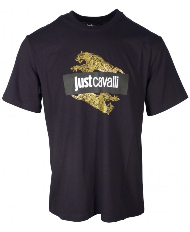 Cavalli T-shirt Leopard Logo Print Front