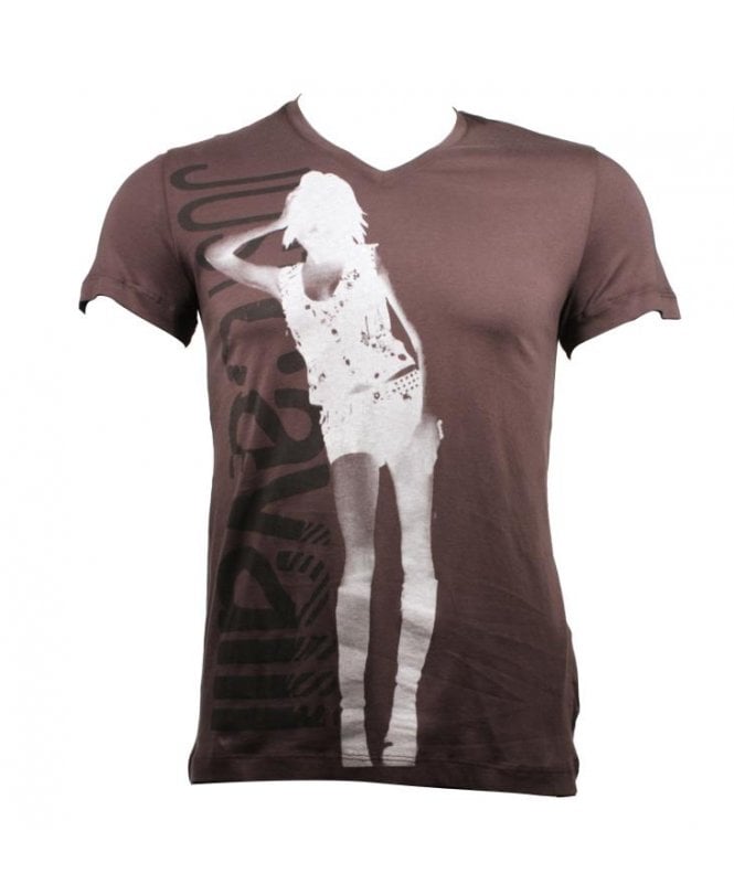 Cavalli T-shirt V-neck Large Brand Print
