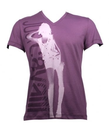 Cavalli T-shirt V-neck Large Brand Print