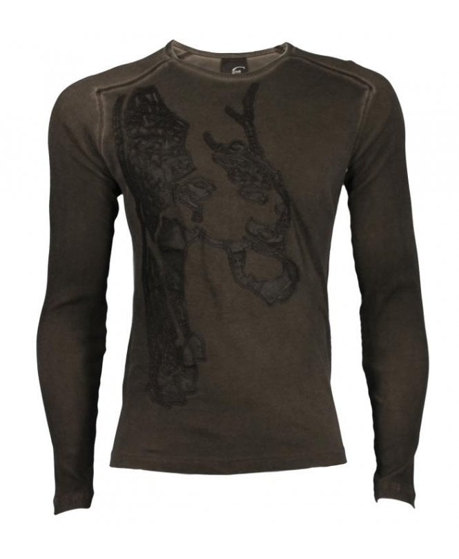 Cavalli Top Jersey With Leather Detail
