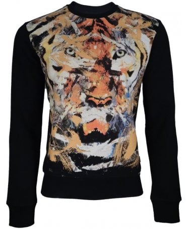 Cavalli Top Sweat Tiger Face Print Front