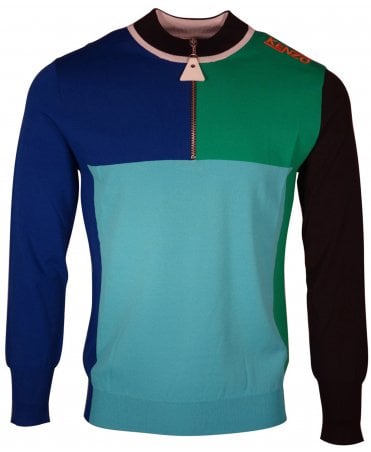 Kenzo Knit 3/4 Zip Multi Colour Panel