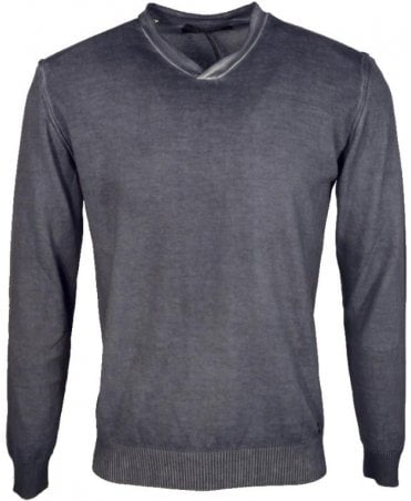 Lagerfeld Knit V-neck Washed Cotton Knit