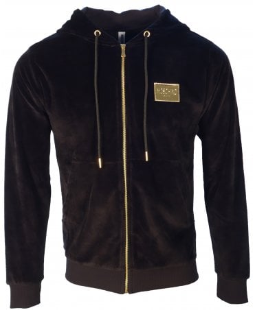 Moschino Hoodie Zip Up Velor Logo Badge