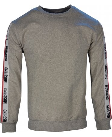 Moschino Top Crew Neck Logo Tape Sleeves