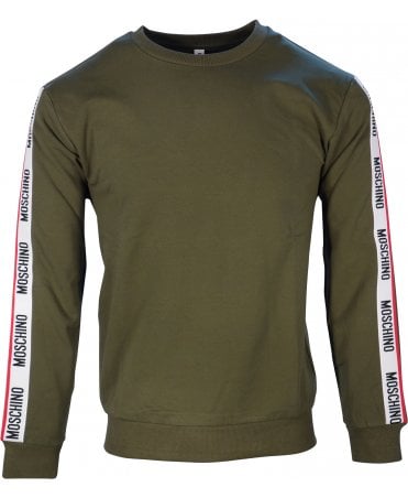 Moschino Top Crew Neck Logo Tape Sleeves