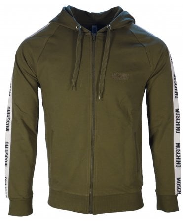 Moschino Zip Hoodie Tape Logo Sleeves