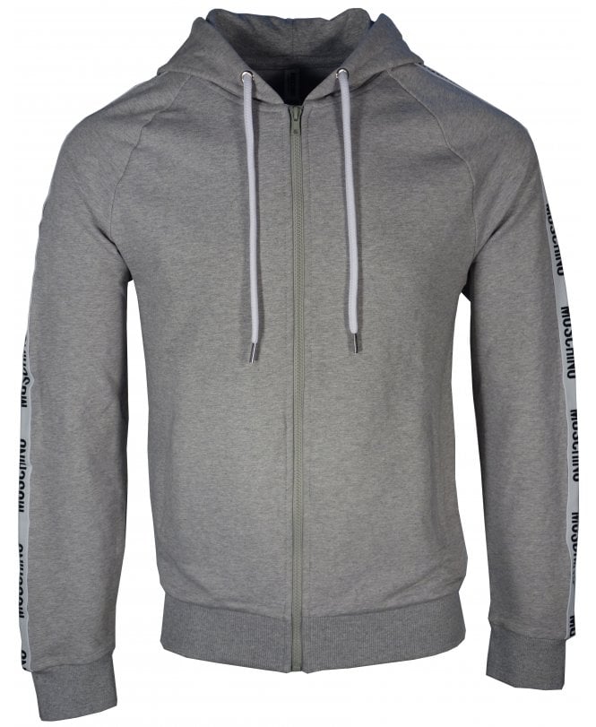 Moschino Zip Hoodie Woven Tape Logo Arms