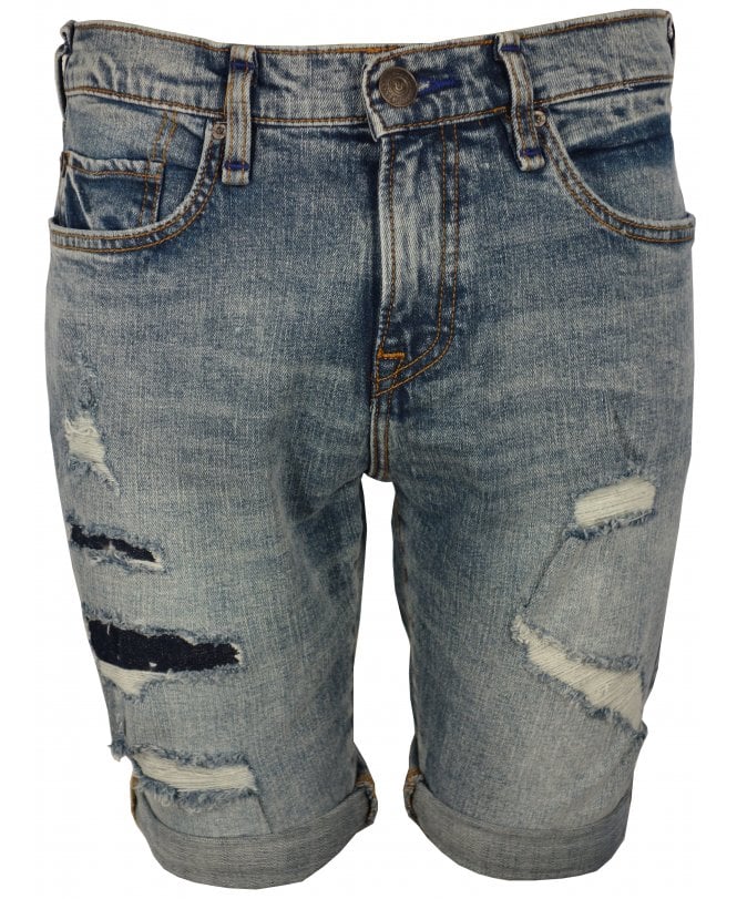 True Religion Short Rip Denim Stitch Lgo