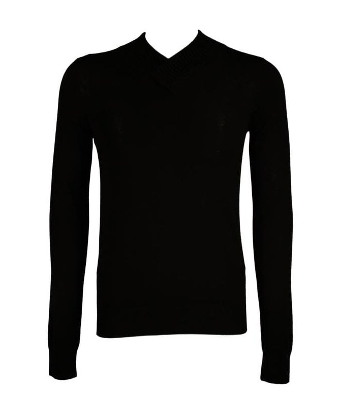 Armani Collezioni V-neck Jumper With Double Knit Collar