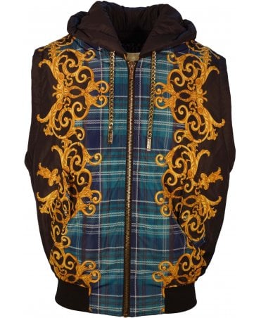 Versace Vjc Gilet Tartan Baroque Print